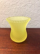 Vintage Frosted Yellow Vaseline Uranium Glass Votive Holder Faroy USA picture