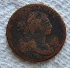 1802 1C  Draped Bust  Large Cent Rare Key Date Type Coin Fine Corroded Cleaned picture