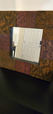 Pier 1 Imports Rustic Boho Square Wall Mirror Framed Wood Brown 20x20 picture