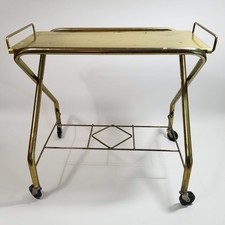 Vintage MCM 2 Tier Bar Cart on Casters Period Wear SEE PHOTOS picture