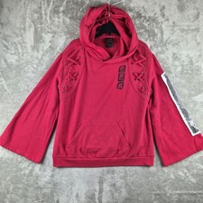 Disney Her Universe Mulan Hooded Sweatshirt Small Red Lace Up Graphic Pullover picture