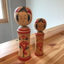 2 Naruko Kokeshi Sakurai Shoji Signed Traditional Wooden Doll Collectible 15+ picture