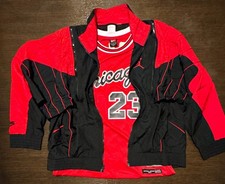 NIKE AIR JORDAN VINTAGE FLIGHT TRACK JACKET & NIKE 23 CHICAGO JERSEY EXCELLENT picture