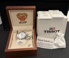 Brand New In Wooden Box Tissot 1853 Quartz Railroad Approved Pocket Watch Chain picture