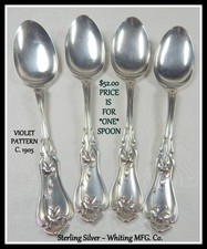 WHITING STERLING TEASPOON VIOLET PATTERN 5 7/8