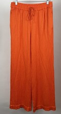 COS Pants Womens 10 Safety Orange Crinkle Pleat Easy Pants Wide Leg Colorful picture
