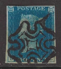 GB QV 1840 Sg5 2d  Blue B-L Plate 2 Black Maltese Cross Superb Stamp picture