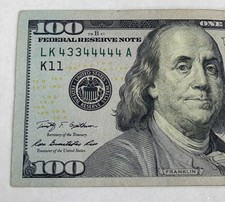 2009A $100 FRN One Hundred Dollars Binary 6 of a Kind Fancy Serial Number picture