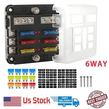 6 Way Car Boot Power Distribution 12/24V Blade Fuse Holder Box Block Panel Board picture