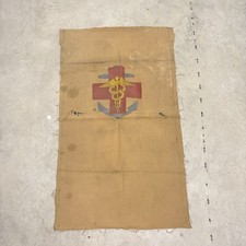 Original WWII US Navy Hospital Corps Hand Painted Medical Canvas Banner 42x26 picture