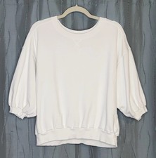 Anthropologie Pilcro Slouchy Crew Neck White Sweatshirt Relaxed Minimalist M picture