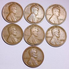 7 Different 1920's Lincoln Wheat Cent Penny LOWEST PRICE ON THE BAY  picture