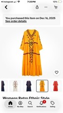 Win’s  Retro Ethnic Style Mexican Embroidered Cotton Linen midi Boho Loose Dress picture