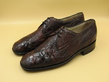 VTG 1970s Handcrafted Exotic Leather Men Derby Shoes Brown Oxford Sz 10.5 picture