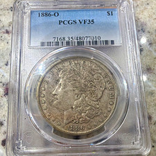1886-O $1 Morgan Silver Dollar PCGS VF35 New Orleans O-Mint Cert #48077010 picture