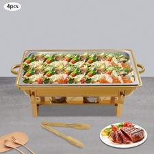 4PCS Gold Food Warmer Set, Chafing Buffet Dish Set, 410 Stainless Steel Food Pan picture