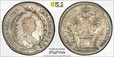 1757 Austria 20 Kr .583 Silver PCGS XF45 KM-1814 Vienna Gold Shield- T243 picture