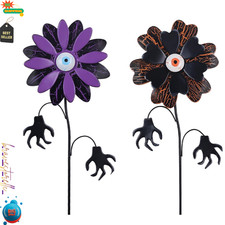 Halloween Decorations Outdoor, Set of 2 Metal Flowers Garden Stakes with Scary E picture