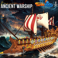 MOC Viking Longship Ancient Warship Building Blocks Viking Warship Gifts picture