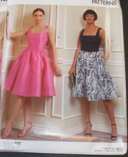 Vogue R11480 1884 Misses Lined Dress Square Neck Pockets ABCD Cups 6-14 picture