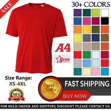 A4 Mens Dri-Fit Workout Running Cooling Performance Crew Jogging T-Shirt - N3142 picture