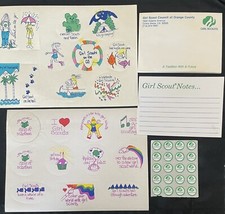 REDUCED VINTAGE 1980’s GIRL SCOUT SHEETS of STICKERS-SHEETS NOTE PAPER-POST-ITS picture