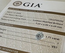 1.71 ct GIA VS1 Clarity I Color Loose Cushion Mod Brilliant Cut Natural Diamond picture