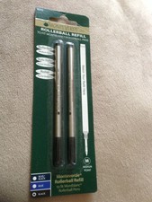 MONTBLANC BY MONTEVERDE ROLLERBALL MEDIUM Point Refill BLACK 2 Pack NEW 88515 picture