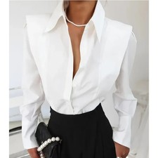 All Seasons New White Shirt Women's Fashion Elegant Casual Long Sleeve Shirt Top picture
