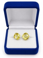 Natural Ceylon Cushion Cut 20 Ct Yellow Sapphire Certified Loose Gemstone Pair picture