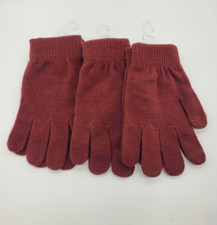 Berry Maroon One Size Mittens, Touch Screen Compatible, Bundle of 3 Pairs, WildF picture