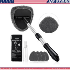 21 Extra-Long Windshield Cleaner Tool Extendable Handle, 4 Reusable Microfiber P picture