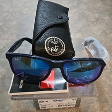 🔥 VERY RARE Ray-Ban ANDY Sunglasses RB4202 55mm Matte Blue On Blue/Blue Flash picture