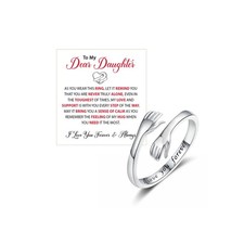 To My Daughter Hug Hope Rings, I Love You Foreve Motivational Stainless Steel S picture