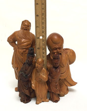 Group of 5 Old Chinese Boxwood Carved Figure Statues picture
