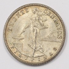 Philippines 1944-D Commonwealth 20 Centavos Silver P151431 picture
