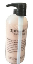 Philosophy APRICOTS & CREAM Shampoo Shower Gel Bubble Bath 32oz With Pump Sealed picture
