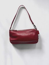 Coach Vintage Hamptons Cherry Red Leather Pouch Demi Small Bag Convertible Y2K picture