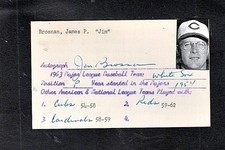 1959/62  JIM BROSNAN CINCINNATI REDS AUTOGRAPHED VINTAGE 3X5 W/PHOTO d.2014 picture