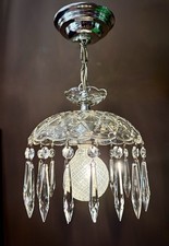 Antique Original 1930s 40s Crystal Glass Petite Mini Victorian Chandelier Light picture