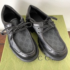 Gucci 674367 Men's Black Maxi GG Supreme Lace-up Shoe, Gucci sz. 7 picture