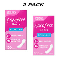 (2 PACK) Carefree Panty Liners, Extra Long, Unscented (100 Count). picture