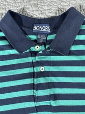 Vintage Honors Men’s Big & Tall XLT Blue Green Striped Polo Shirt Short Sleeve picture