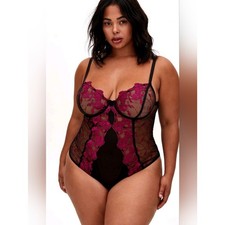 Torrid Sheer Lace Embroidered Bodysuit Sexy Feminine Date Night Whimsigoth picture