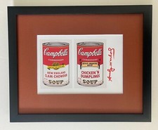 ANDY WARHOL 1984 SIGNED + SOUP CANS + PRINT MATTED  AT 8X10 +LIST $349= picture
