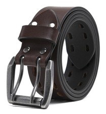 Mens Classic Genuine Leather Belt Jeans Solid Belts for Men 1.5inch Width picture