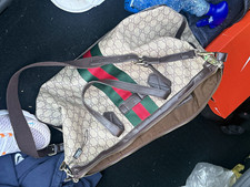 Gucci GG Monogram Duffle Bag Beige w/ Green Red Web, Shoulder Strap picture