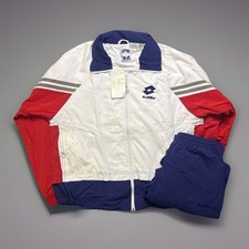VTG Lotto Tennis Italiano Men’s Large White/Red/Blue Warm-Up Tracksuit NWT NOS picture