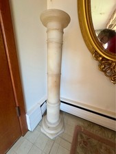 Antique Alabaster Neoclassical Column Pedestal  picture