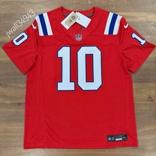 Nike Drake Maye New England Patriots STITCHED NFL Limited Jersey Throwback Red picture